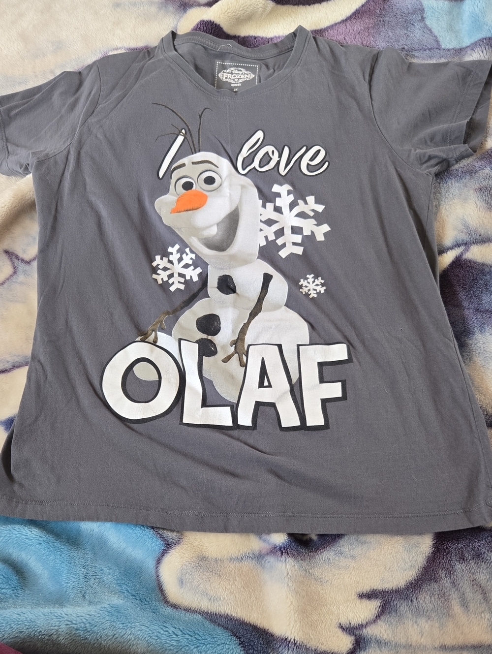 Disney Gray Olaf Graphic Tee with White & Orange Accents
